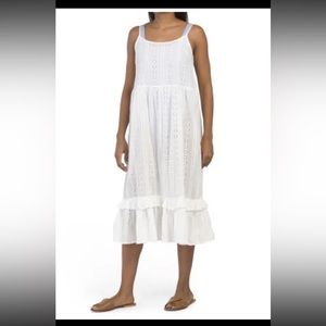 LABEL OF LOVE WOMENS DRESS SZ MED NWT WHITE EYELET DRESS OR COVER UP